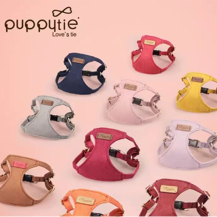 puppytie 胸背+牽繩組 純色系列 焦糖棕 (防止暴衝|穿戴舒適)