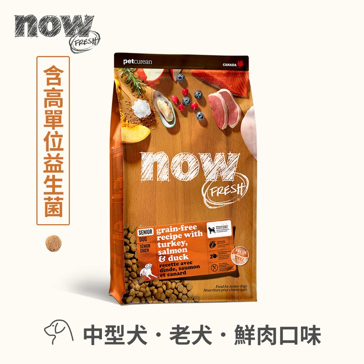 【即期】now 鮮肉中型老犬 無穀天然糧 (狗飼料|狗糧)