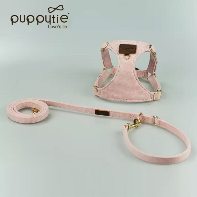 puppytie 胸背+牽繩組 粉藍CP 粉色 (防止暴衝|穿戴舒適)