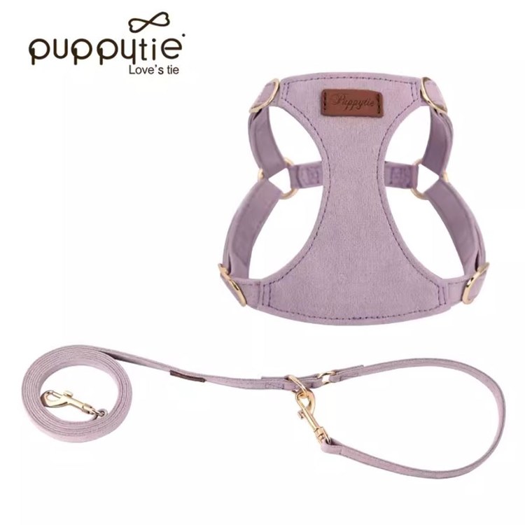puppytie 胸背+牽繩組 純色系列 香芋紫 (防止暴衝|穿戴舒適)