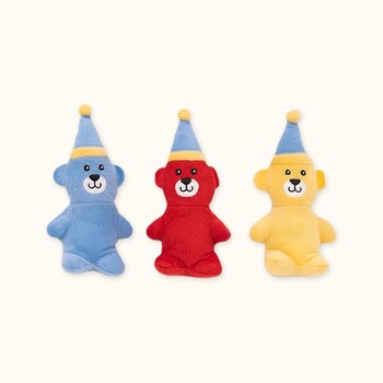 ZippyPaws 節慶系列 生日趴踢熊(三入) 啾啾聲 寵物玩具