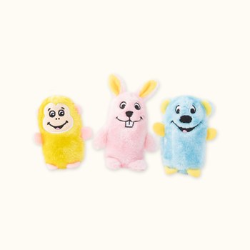 ZippyPaws 小猴、小兔、小熊 毛茸夥伴(三入) 寵物玩具