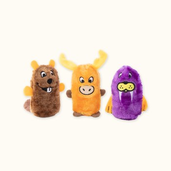 ZippyPaws 海狸、駝鹿、海象 毛茸夥伴(三入) 寵物玩具