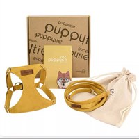 puppytie 胸背+牽繩組 純色系列 焦糖棕 (防止暴衝|穿戴舒適)
