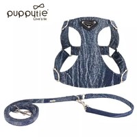 puppytie 胸背+牽繩組 牛仔三角標 水洗牛仔藍 (防止暴衝|穿戴方便)