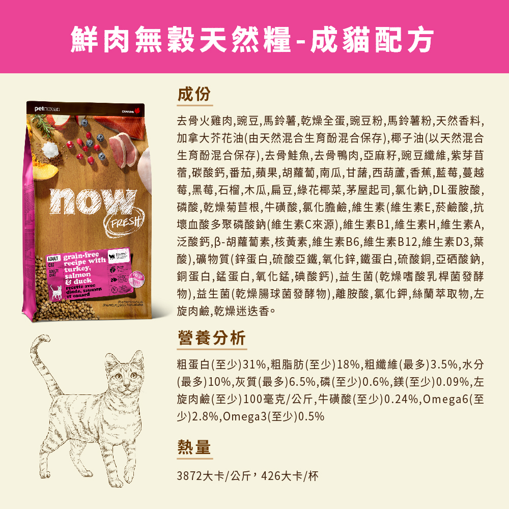 now 鮮肉無穀天然糧 成貓配方 now 鮮肉無穀天然糧 成貓配方